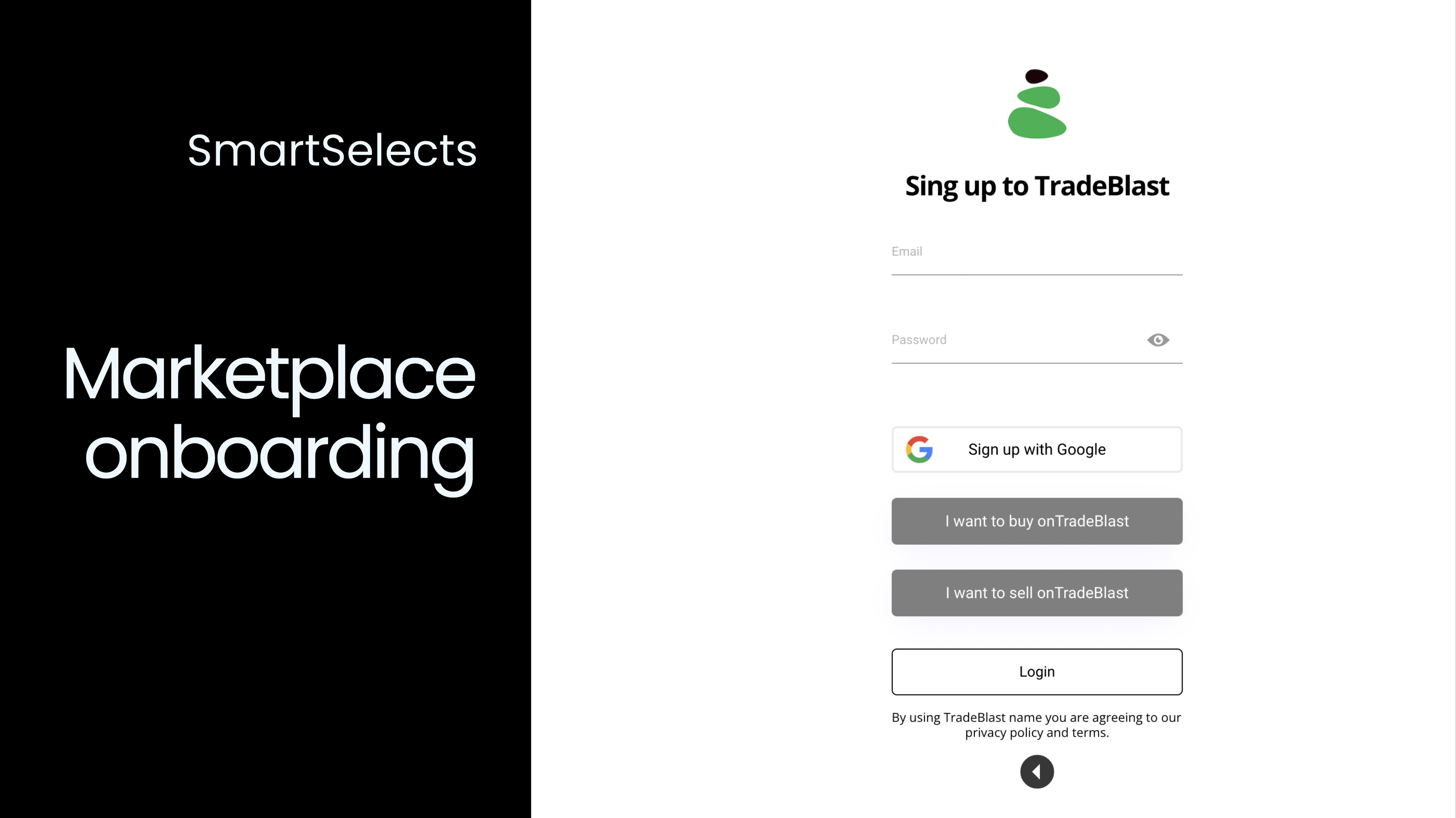 Marketplace onboarding Template Bubble